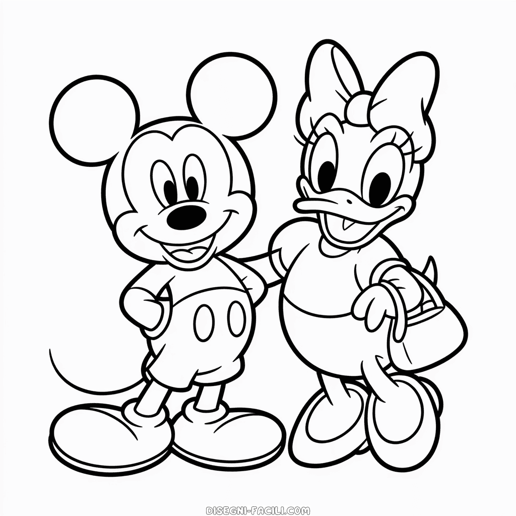 Disegno Facile di Paperina e Topolino