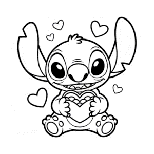 Disegno Facile di San Valentino di Stitch