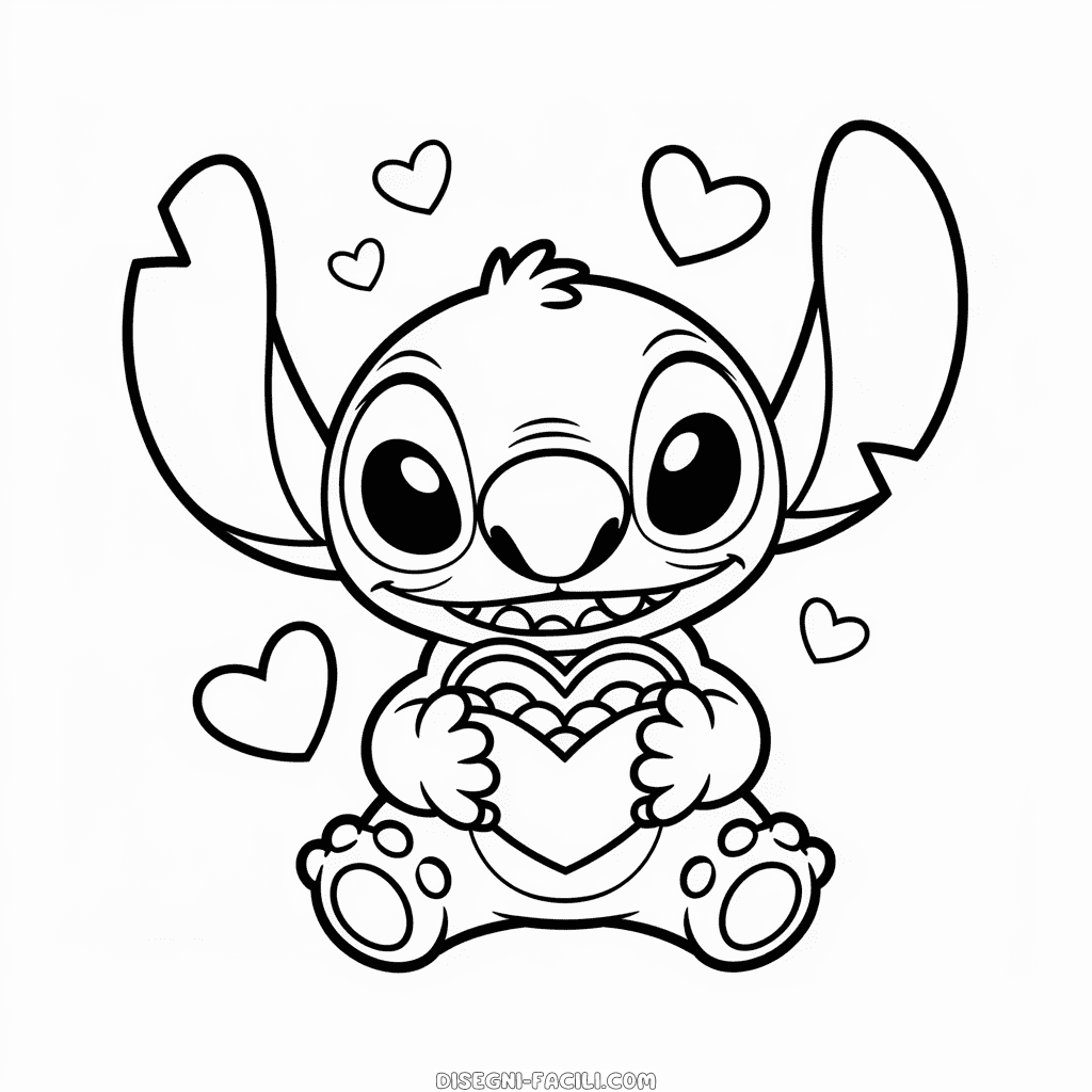 Disegno Facile di San Valentino di Stitch