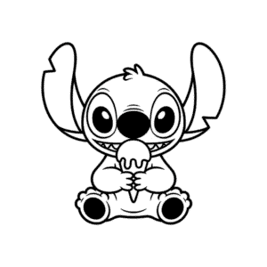 Disegno Facile di Stitch Mangia il Gelato