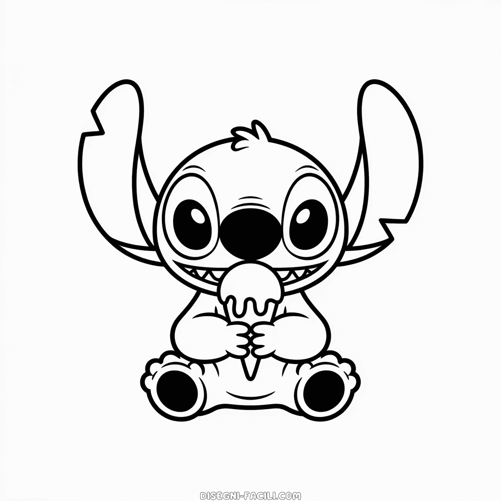 Disegno Facile di Stitch Mangia il Gelato