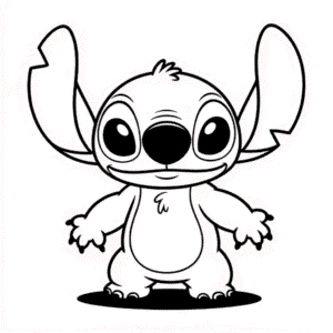 Disegno Facile di Stitch Rosa