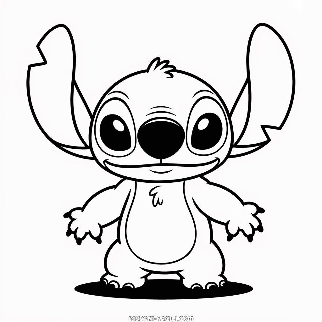 Disegno Facile di Stitch Rosa