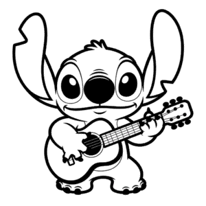 Disegno Facile di Stitch Suona la Chitarra