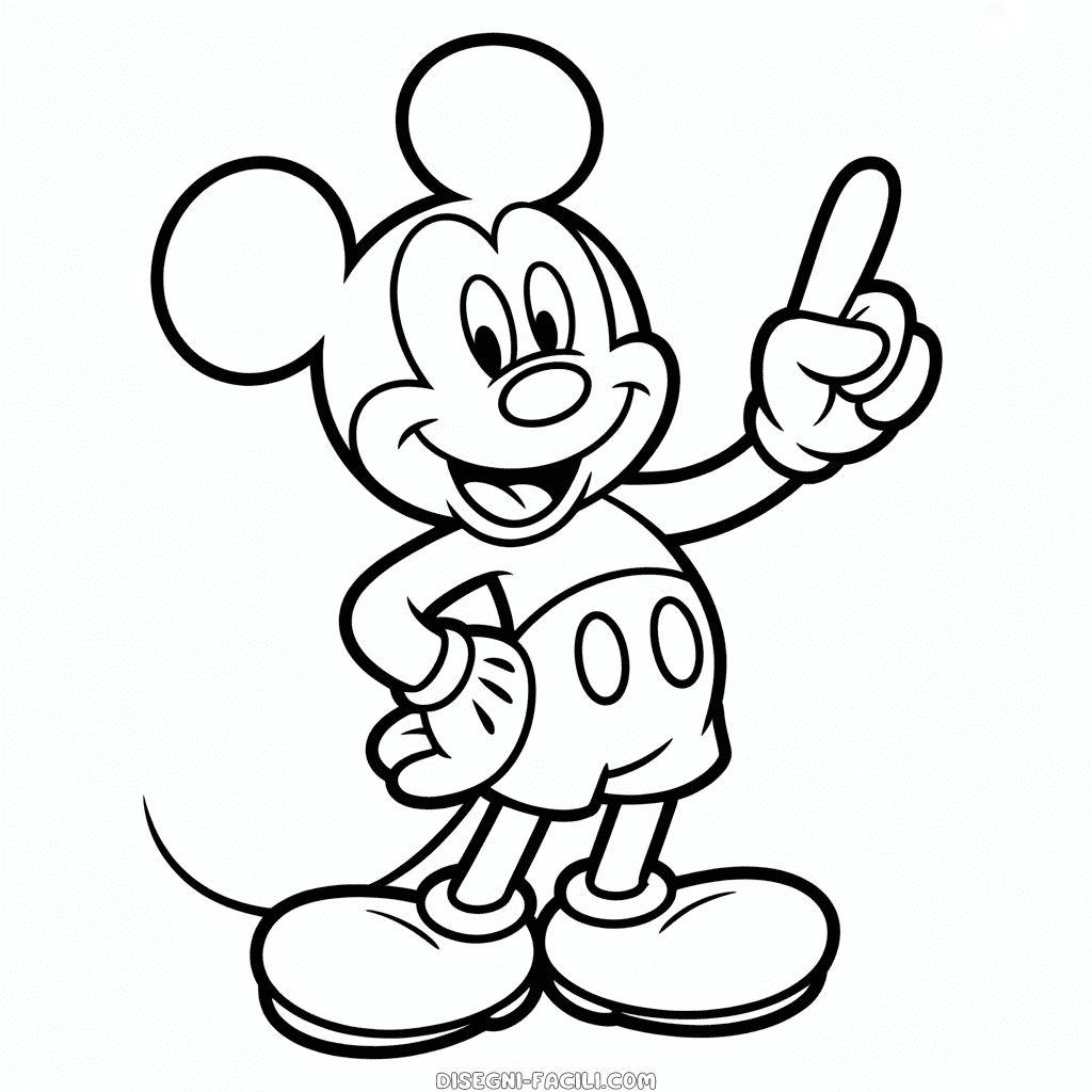 Disegno Facile di Topolino Bianco e Nero