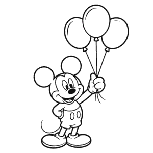 Disegno Facile di Topolino con Palloncini