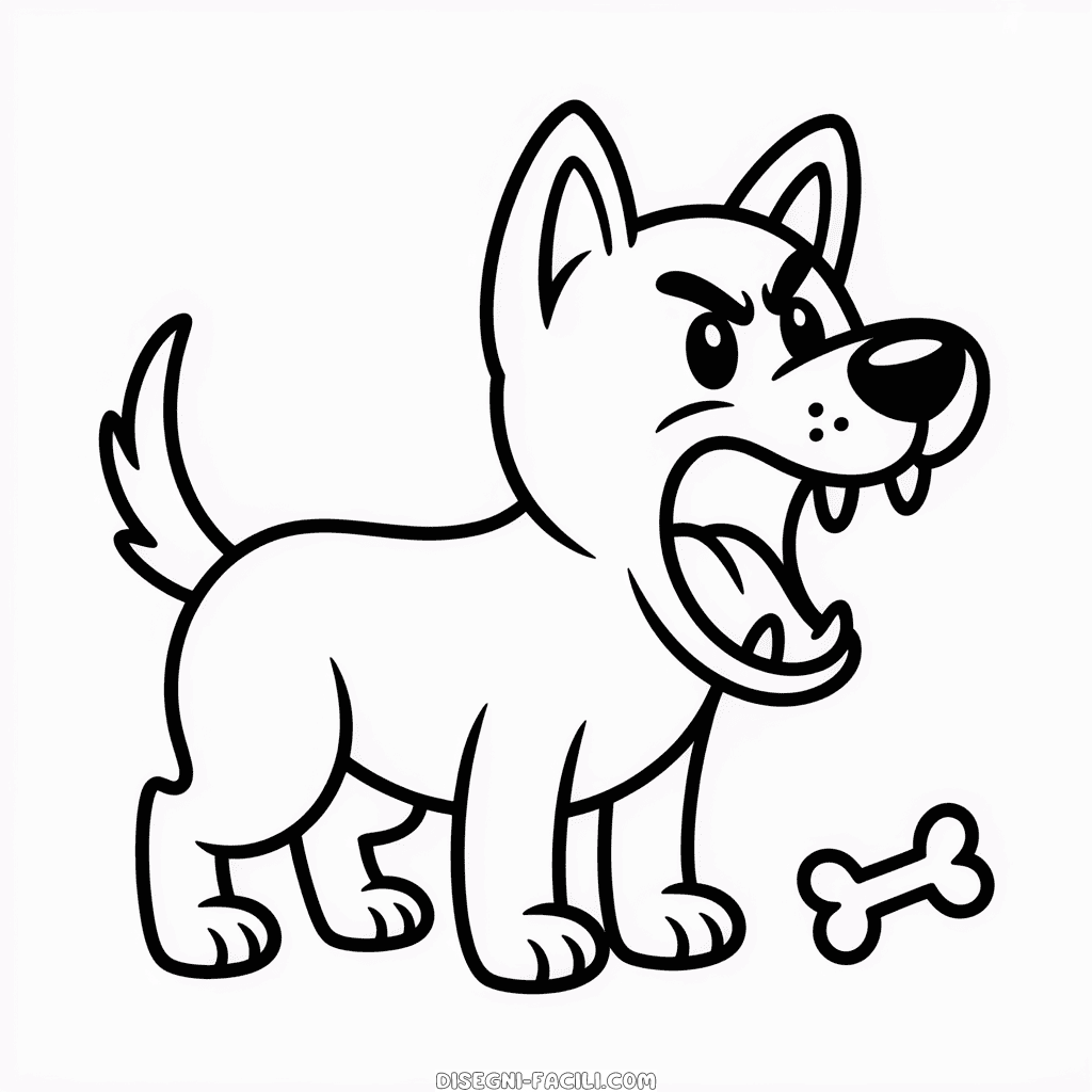 Disegno Facile di Cane Arrabbiato