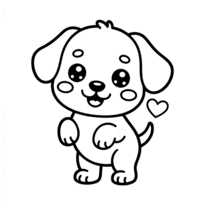 Disegno Facile di Carino Cagnolino Kawaii