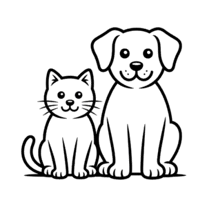 Disegno Facile di Gatto e Cane