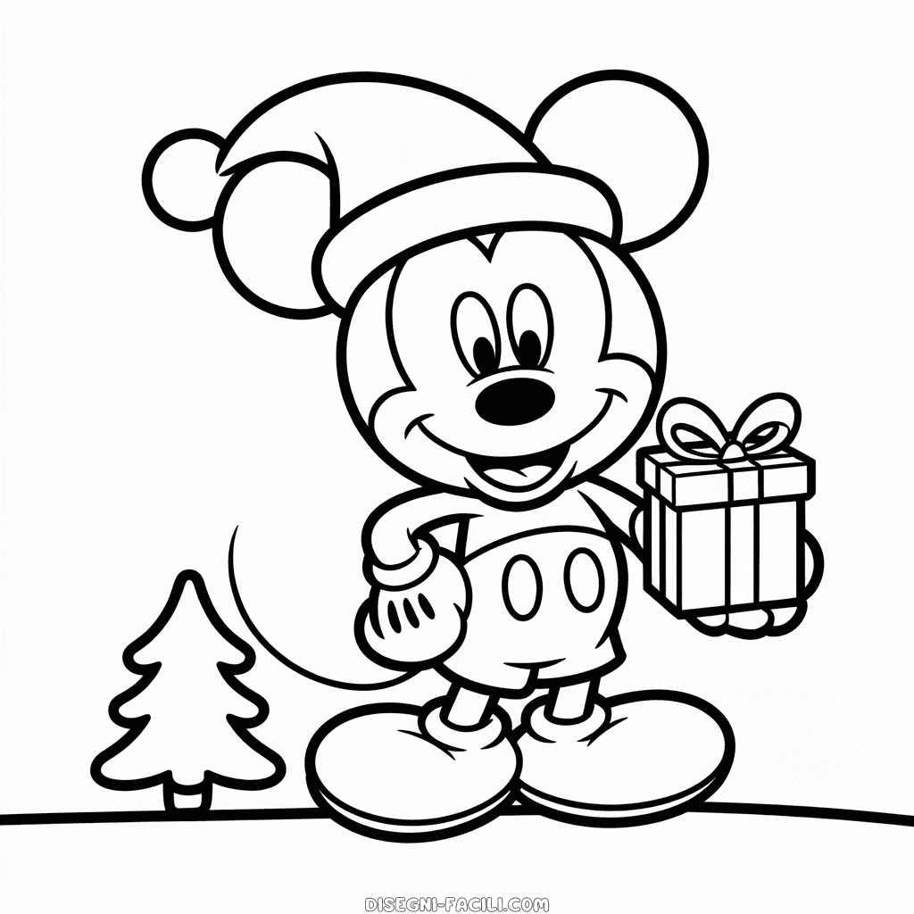 Disegno Facile di Natale di Topolino