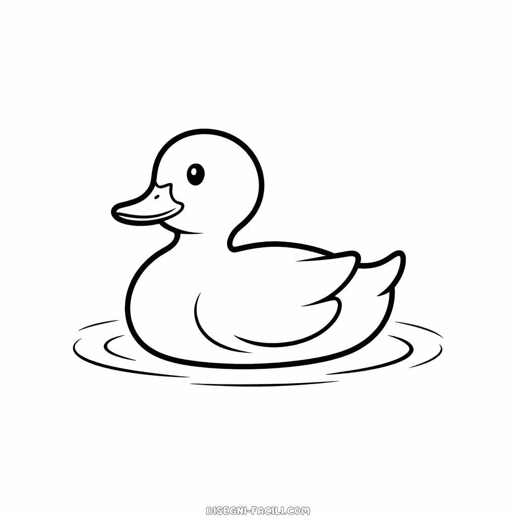 Disegno Facile di Anatroccolo nell'acqua