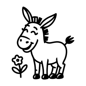 Disegno Facile di Asino Felice
