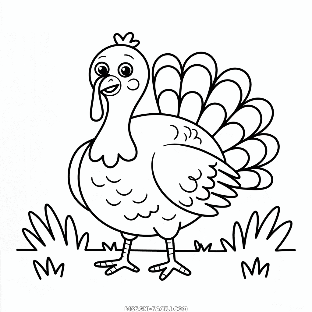 Disegno Facile di Bellissimo tacchino