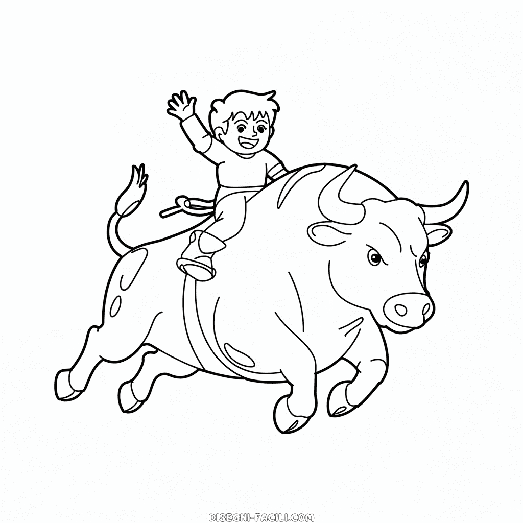 Disegno Facile di Cavalcata del toro