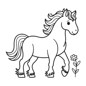 Disegno Facile di Cavallo bianco e nero