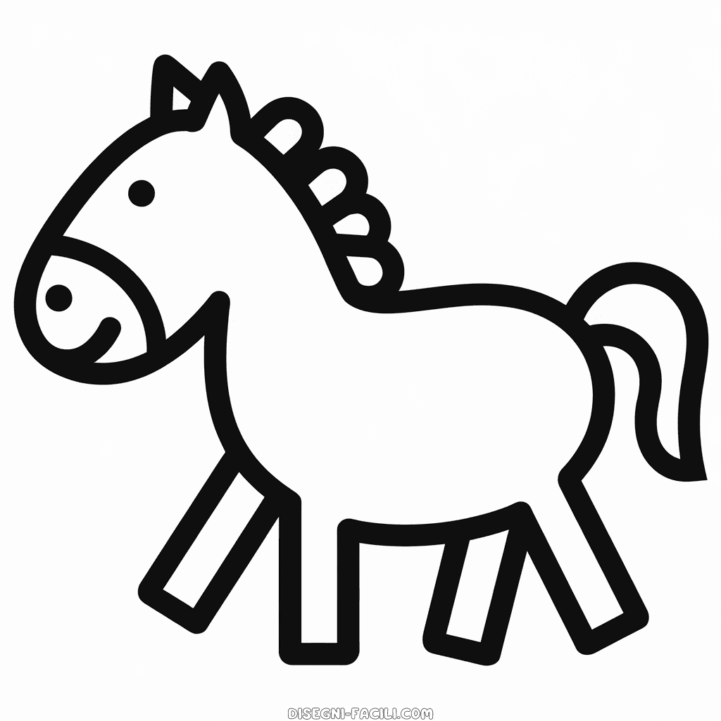 Disegno Facile di Cavallo dei cartoni animati