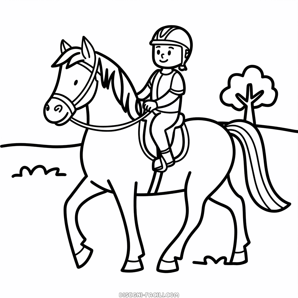 Disegno Facile di Cavallo e cavaliere