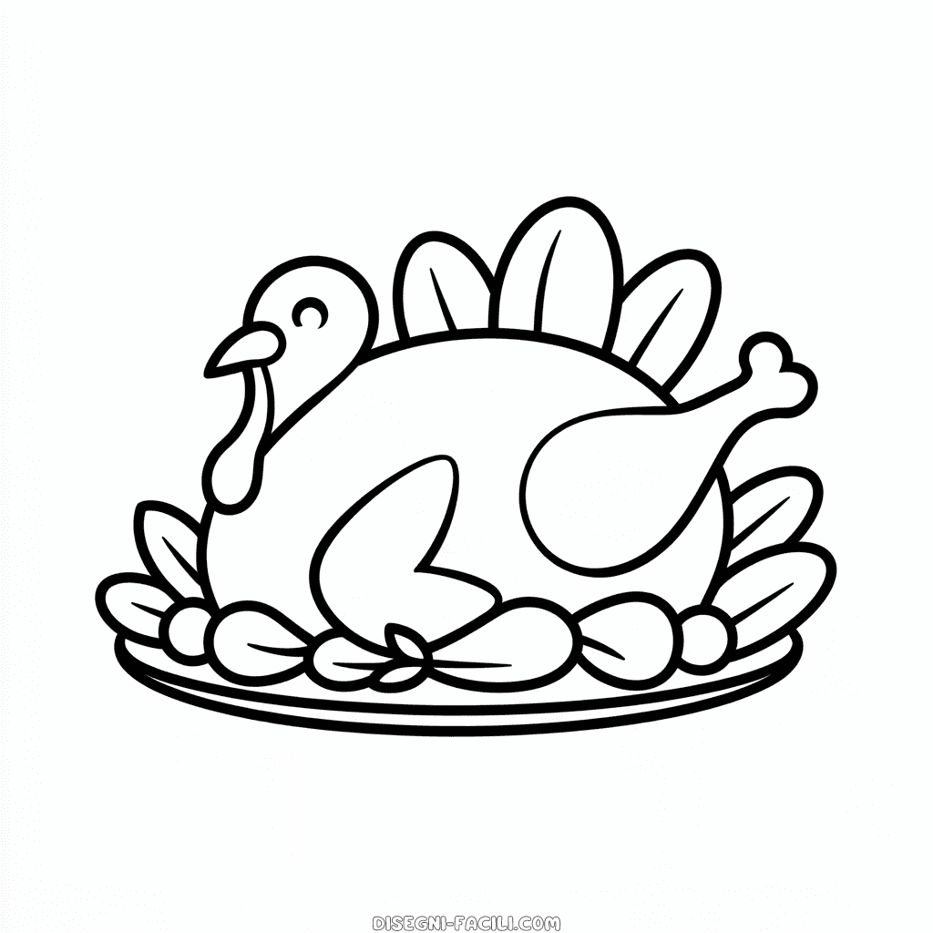 Disegno Facile di Cena di Tacchino