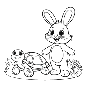 Disegno Facile di Coniglio e Tartaruga