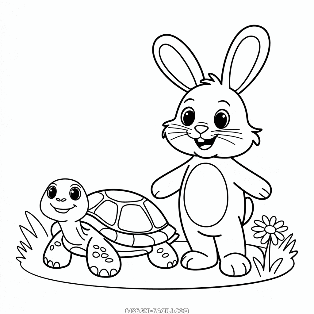 Disegno Facile di Coniglio e Tartaruga