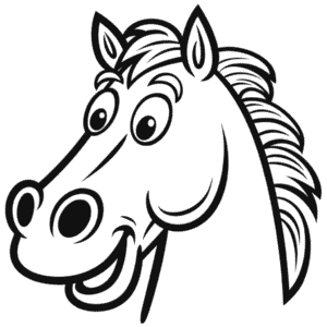 Disegno Facile di Divertente testa di cavallo