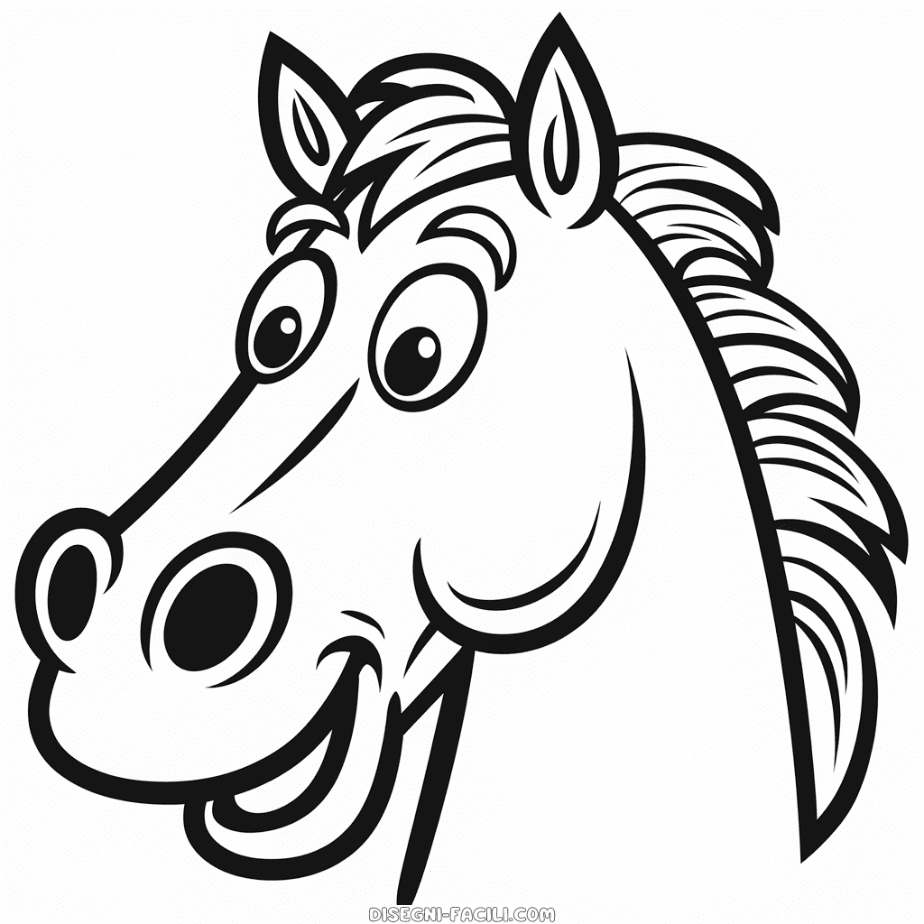 Disegno Facile di Divertente testa di cavallo