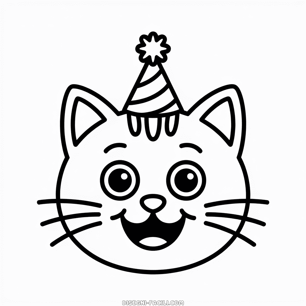Disegno Facile di Faccia di Gatto dei Cartoni