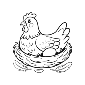 Disegno Facile di Gallina che depone l'uovo