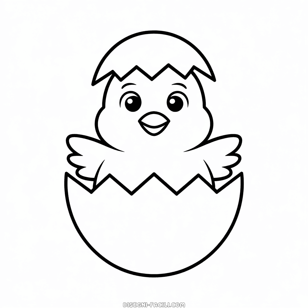 Disegno Facile di Gallina in uovo di cova