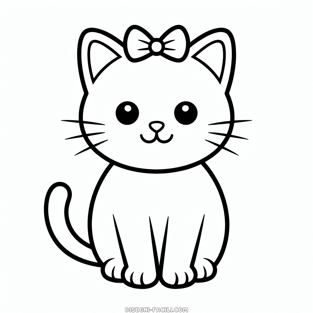 Disegno Facile di Gatto Adorabile