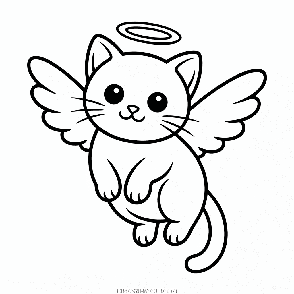 Disegno Facile di Gatto Angelo