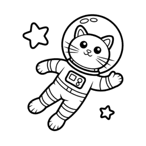 Disegno Facile di Gatto Astronauta