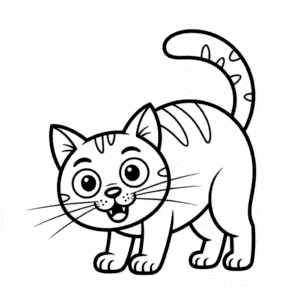 Disegno Facile di Gatto Cartoon Spaventoso