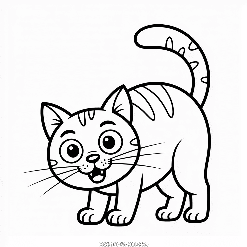 Disegno Facile di Gatto Cartoon Spaventoso