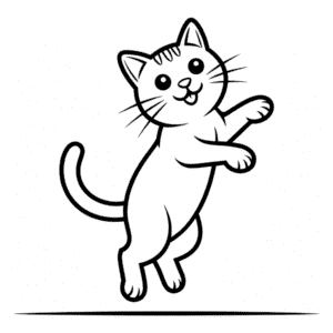 Disegno Facile di Gatto che Salta