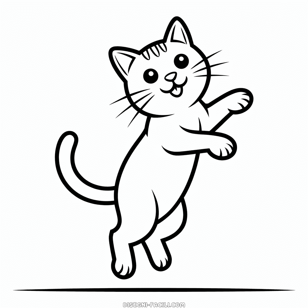 Disegno Facile di Gatto che Salta