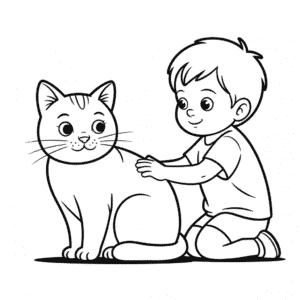 Disegno Facile di Gatto con Bambino