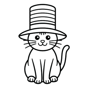 Disegno Facile di Gatto con un Cappello