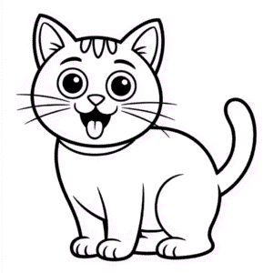 Disegno Facile di Gatto dei Cartoni Animati Divertente