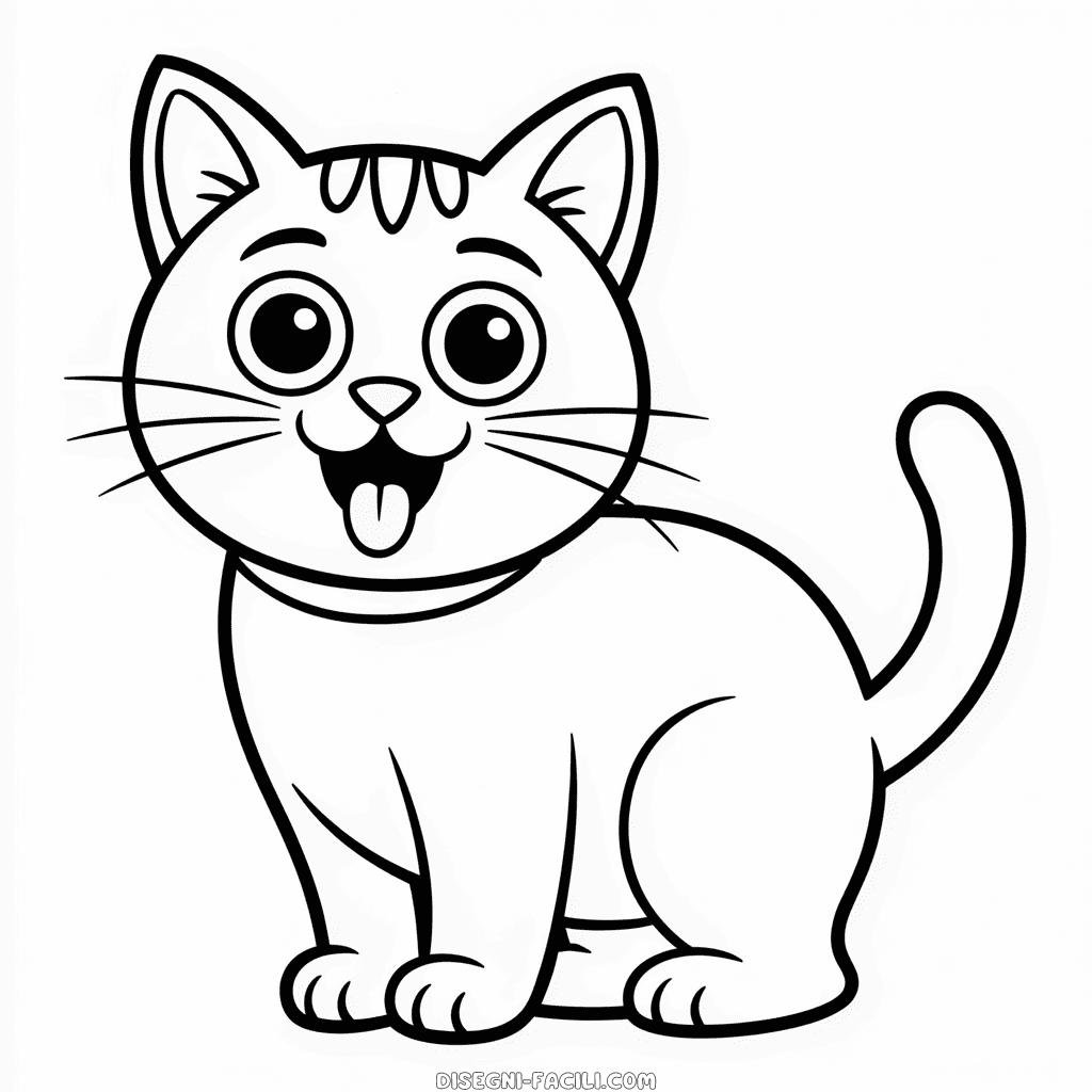 Disegno Facile di Gatto dei Cartoni Animati Divertente