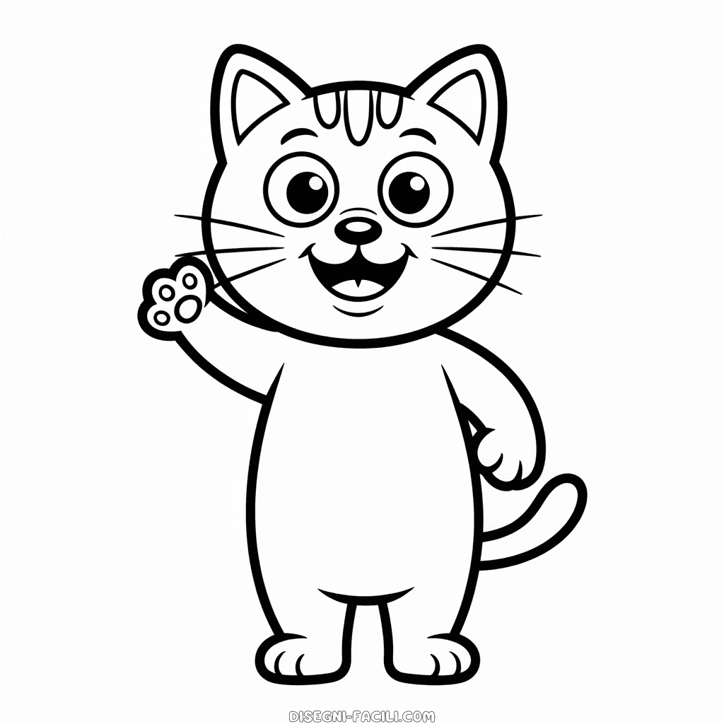 Disegno Facile di Gatto dei Cartoni Animati