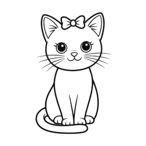 Disegno Facile di Gatto Femminile Carino