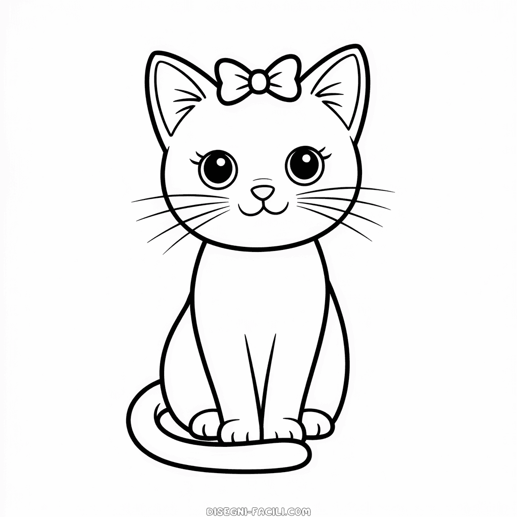 Disegno Facile di Gatto Femminile Carino