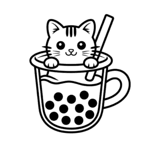 Disegno Facile di Gatto nel Boba