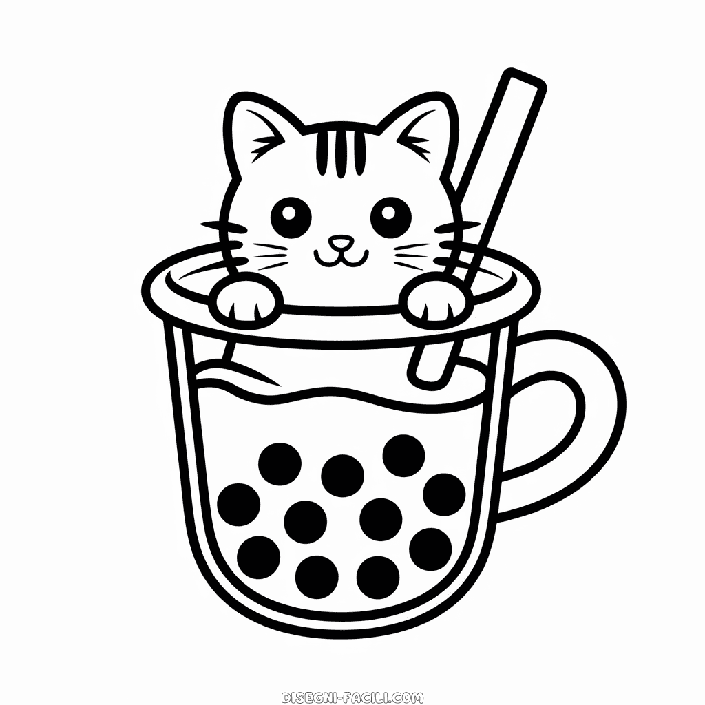 Disegno Facile di Gatto nel Boba