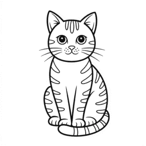 Disegno Facile di Gatto Nero e Bianco