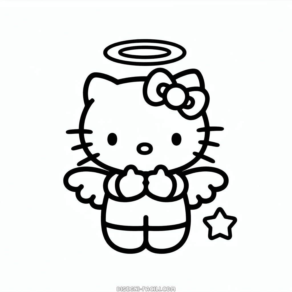 Disegno Facile di Hello Kitty Angelo