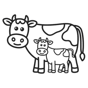 Disegno Facile di Mucca e Vitello