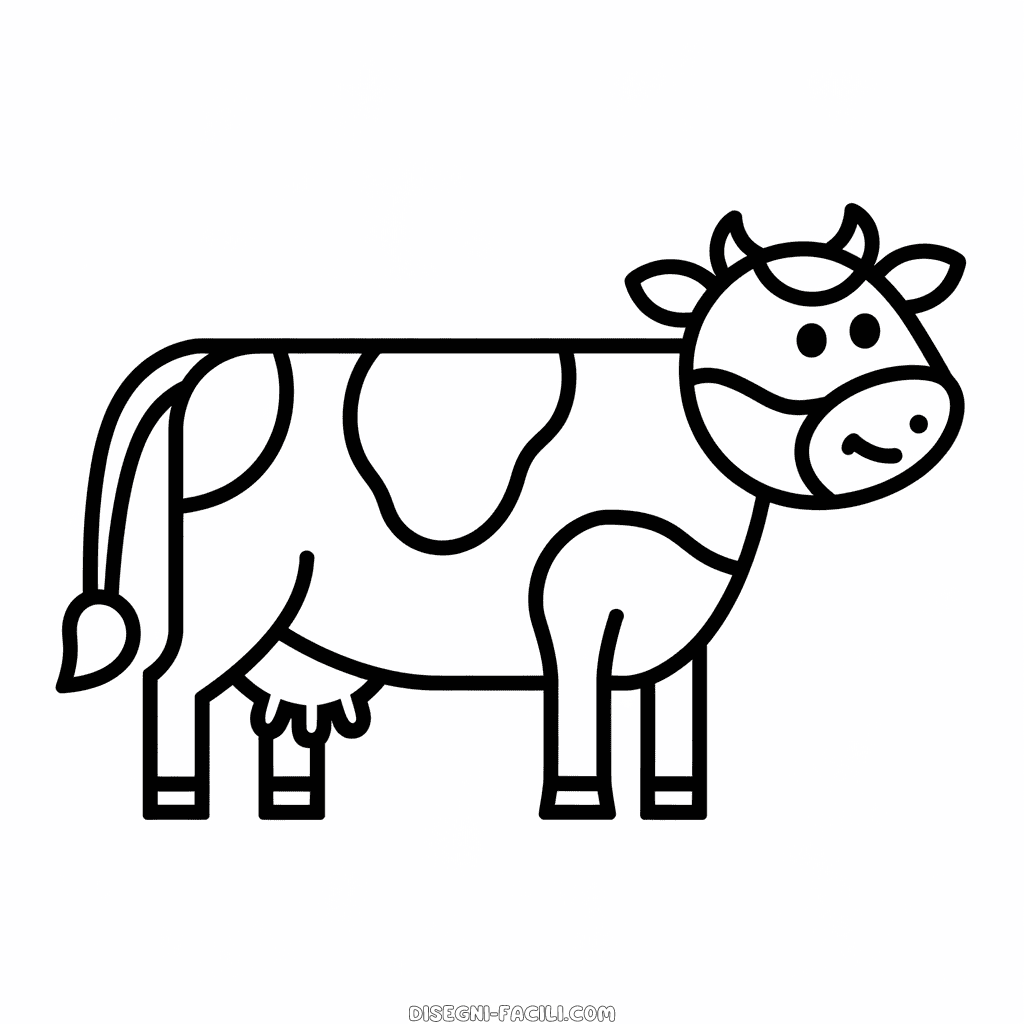 Disegno Facile di Mucca felice