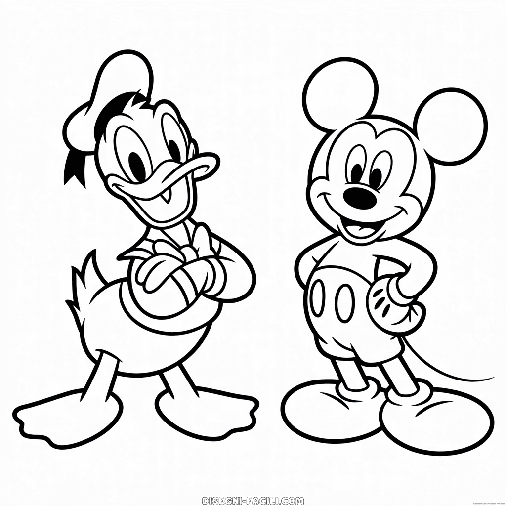 Disegno Facile di Paperino e Topolino